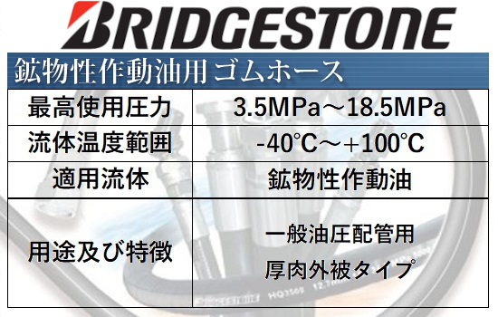 鉱物性作動油用ゴムホース コード：R1A