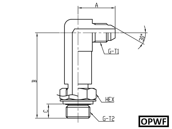 SWOPWF3L OPWF90°エルボアダプター