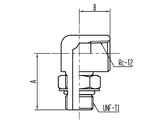 UN45 90°O-ring boss Adjustable Elbow コード：UN45 相当品コード：SWOOMLRU