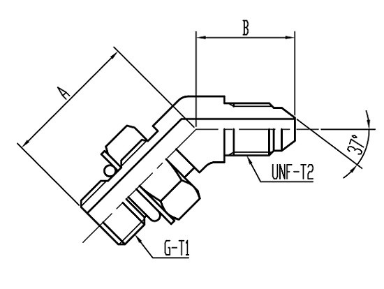 UN85 45°O-ring boss Adjustable Elbow コード：UN85 相当品コード：SWO5UG