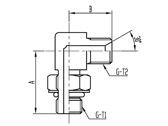 FT71(同径) 90°O-ring boss Adjustable Elbow コード：FT71 相当品コード：1071,SWO4